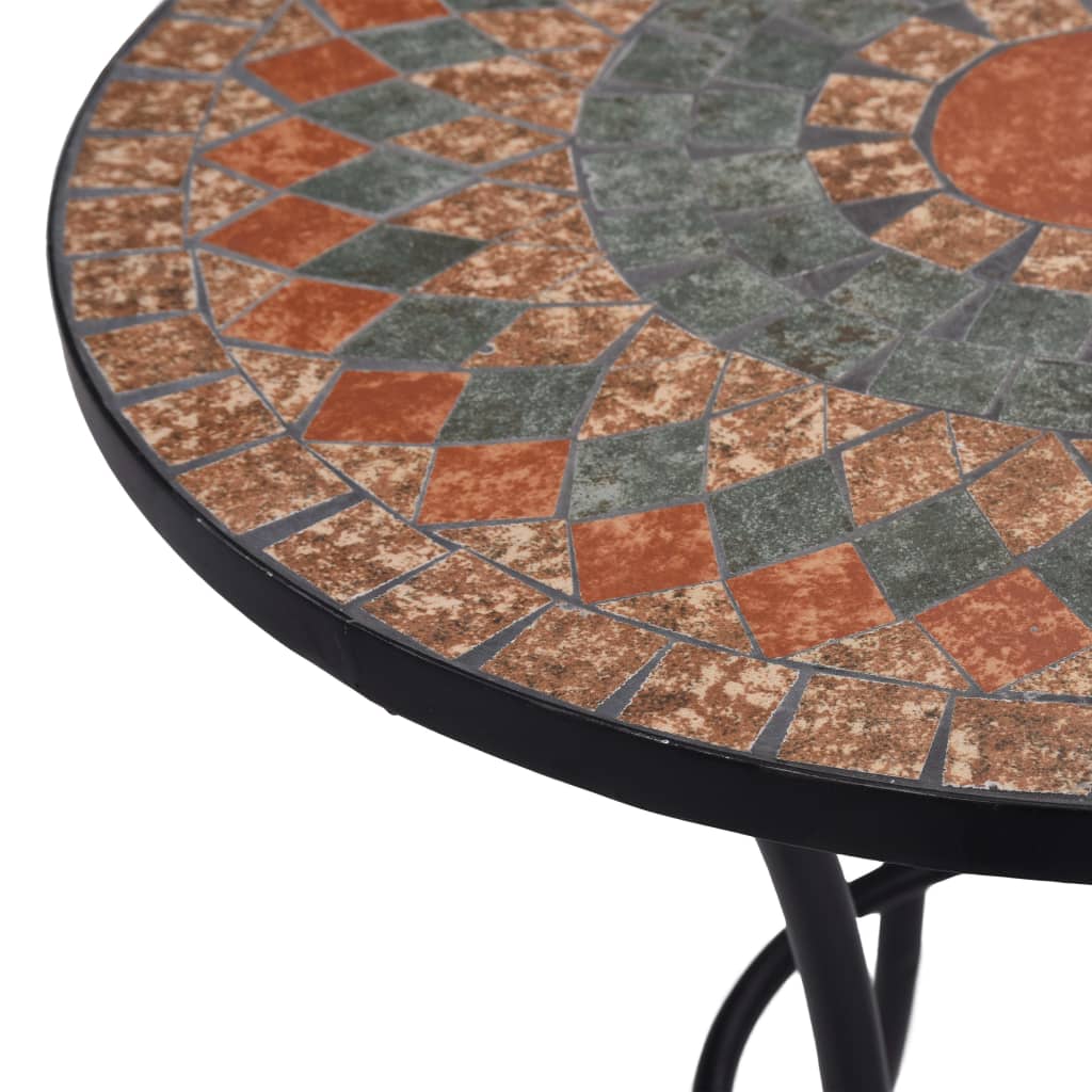 vidaXL Table de bistro mosaïque Orange/gris 60 cm Céramique