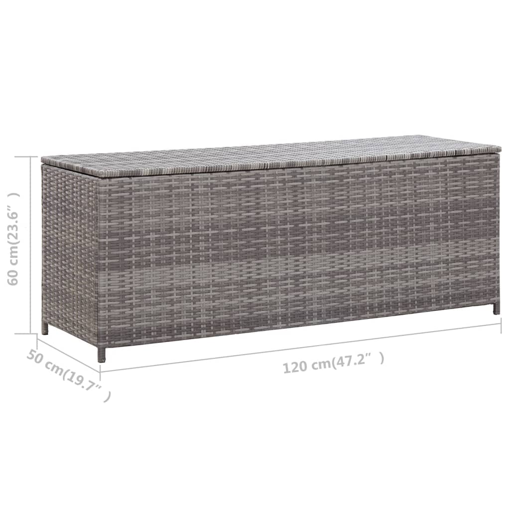 vidaXL Boîte de rangement de jardin gris 120x50x60 cm résine tressée