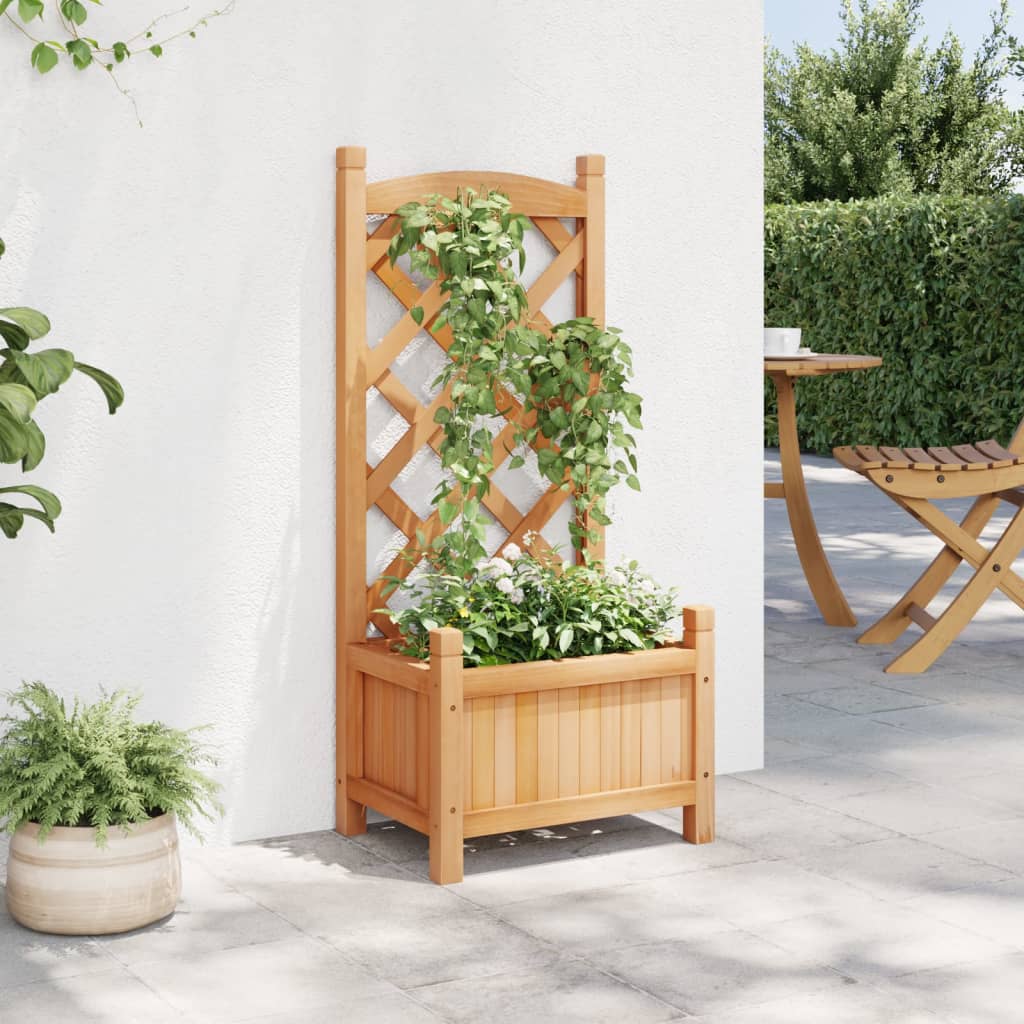 vidaXL Jardinière avec treillis marron bois massif de sapin