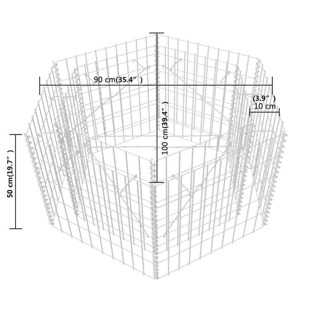 vidaXL Lit surélevé à gabion hexagonale 100 x 90 x 50 cm