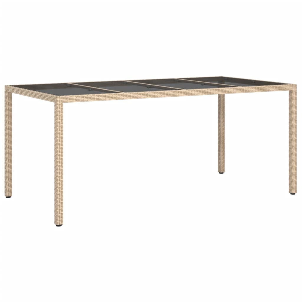 vidaXL Table de jardin Beige 190x90x75 cm Verre trempé/résine tressée