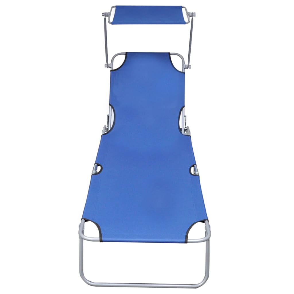 vidaXL Chaise longue pliable avec auvent Bleu Aluminium