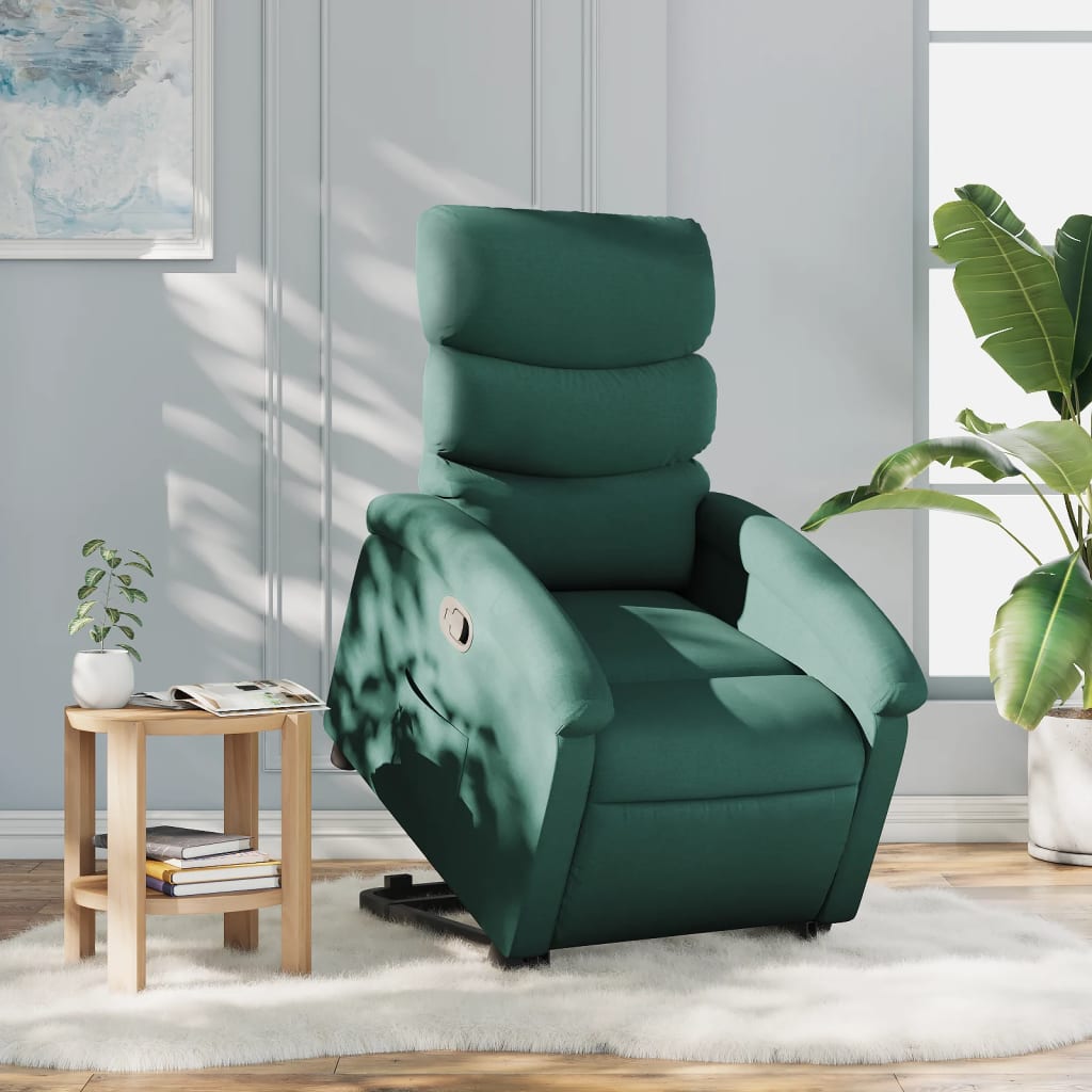 vidaXL Fauteuil inclinable vert foncé tissu