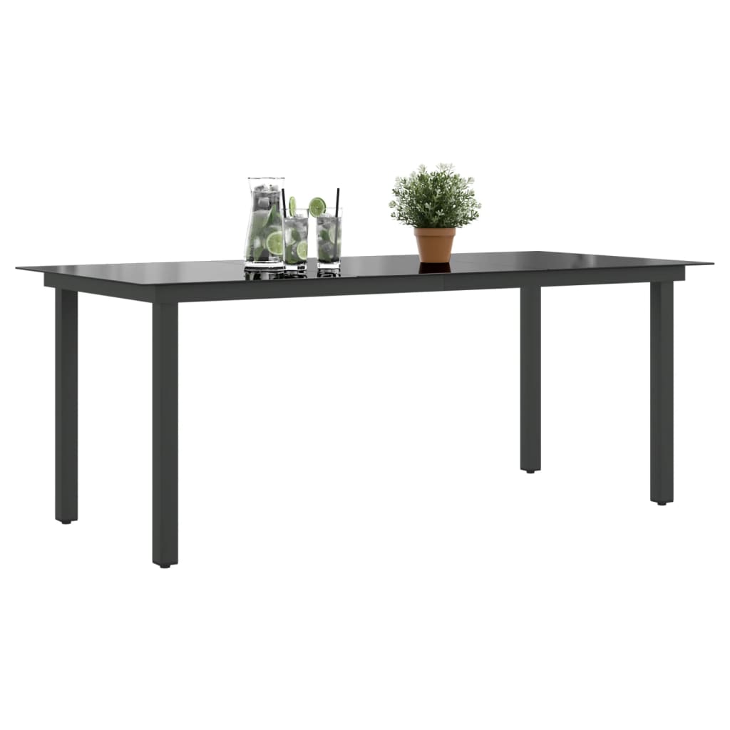 vidaXL Table de jardin Noir 190x90x74 cm Aluminium et verre