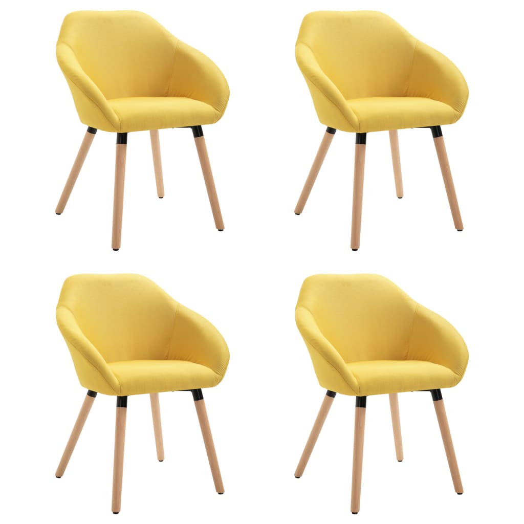 vidaXL Chaises à manger lot de 4 jaune tissu