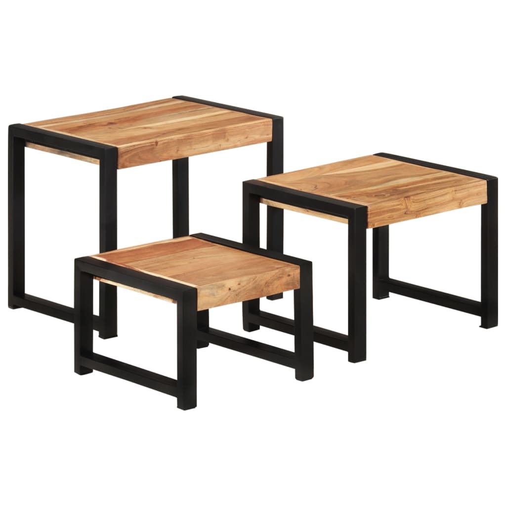 vidaXL Tables gigognes 3 pcs Bois solide