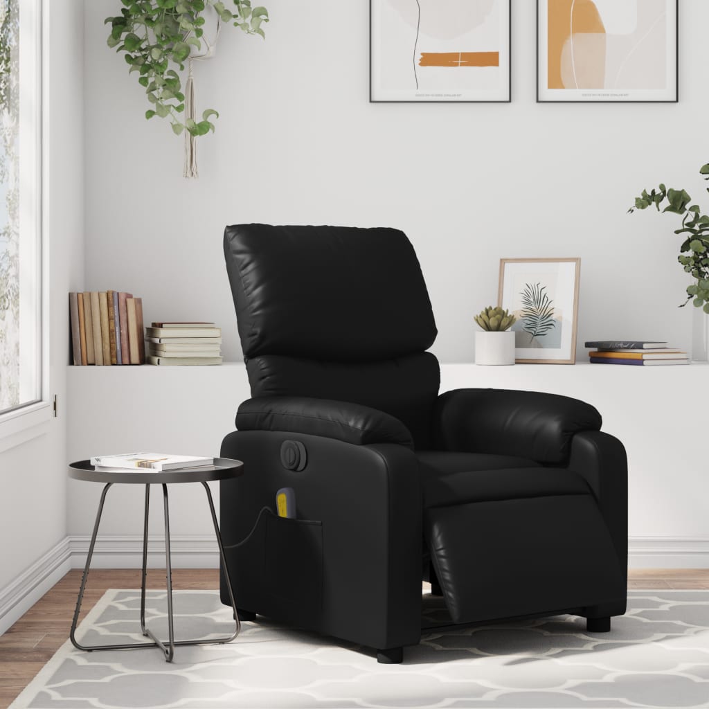 vidaXL Fauteuil inclinable de massage électrique noir similicuir