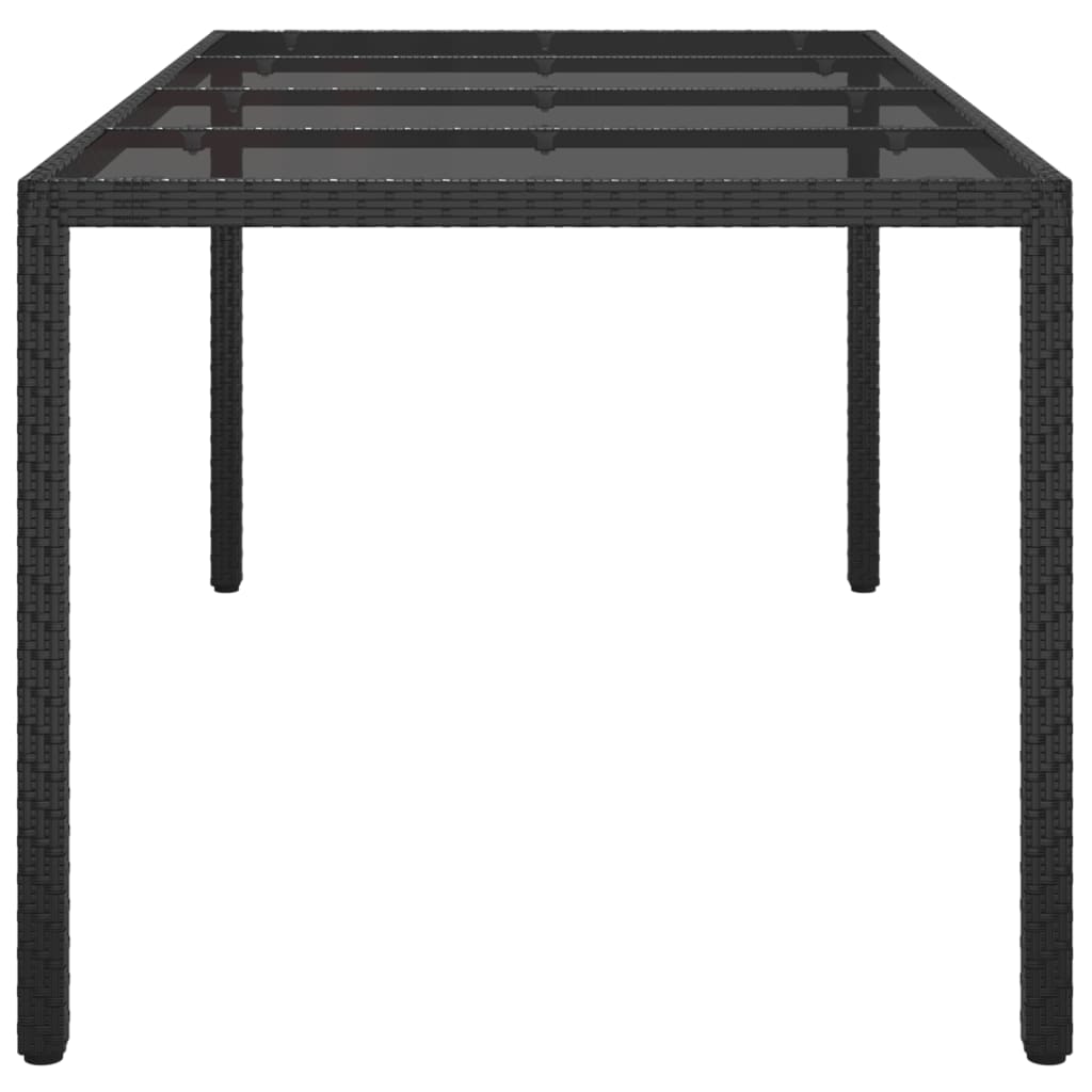 vidaXL Table de jardin Noir 190x90x75 cm Verre trempé/résine tressée