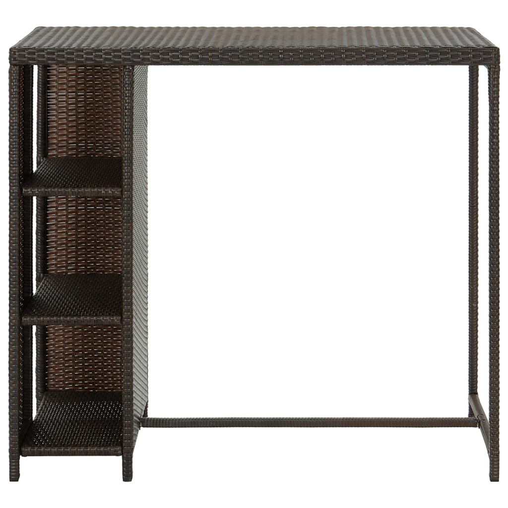 vidaXL Table de bar avec rangement Marron 120x60x110 cm Résine tressée