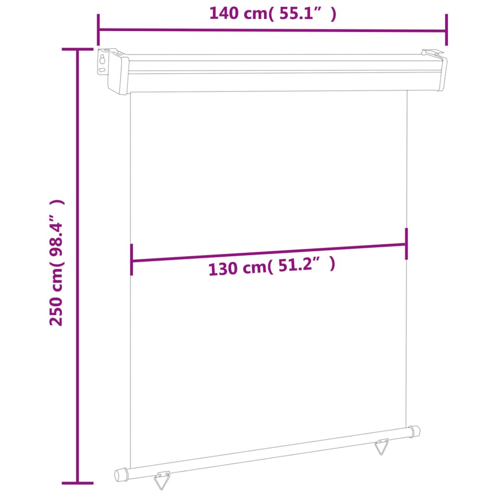 vidaXL Auvent latéral de balcon 145x250 cm Marron