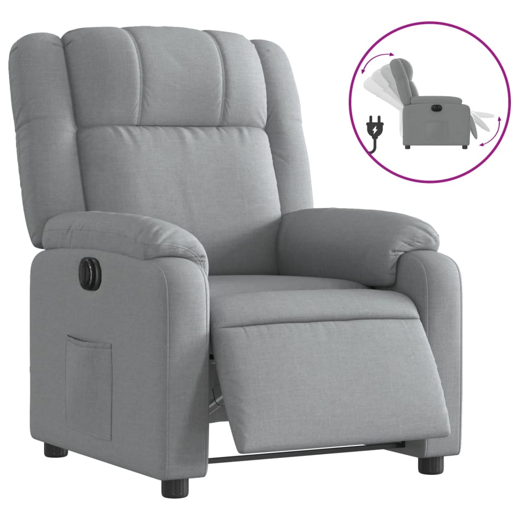 vidaXL Fauteuil inclinable électrique gris clair tissu