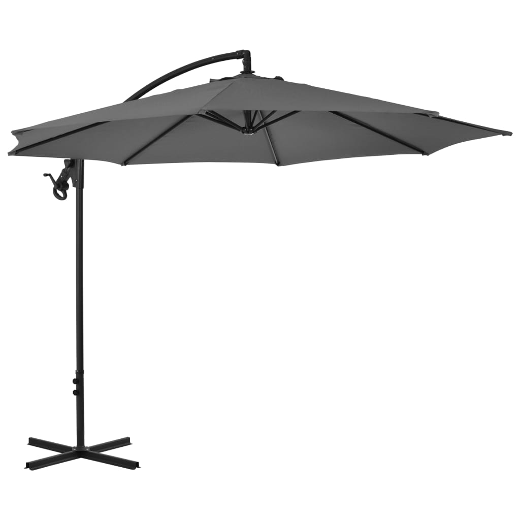 vidaXL Parasol de jardin en porte-à-feux avec mât en acier anthracite