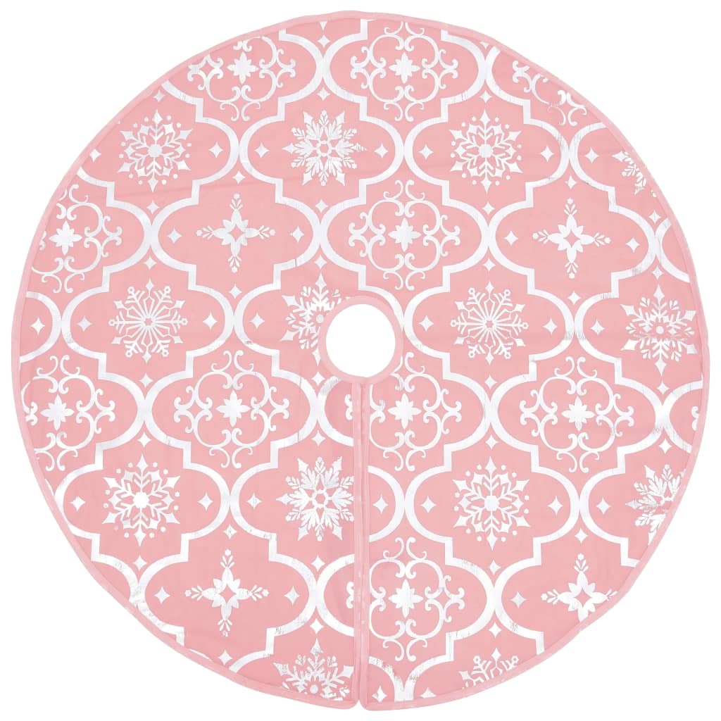 vidaXL Jupe de sapin de Noël de luxe avec chaussette Rose 150 cm Tissu