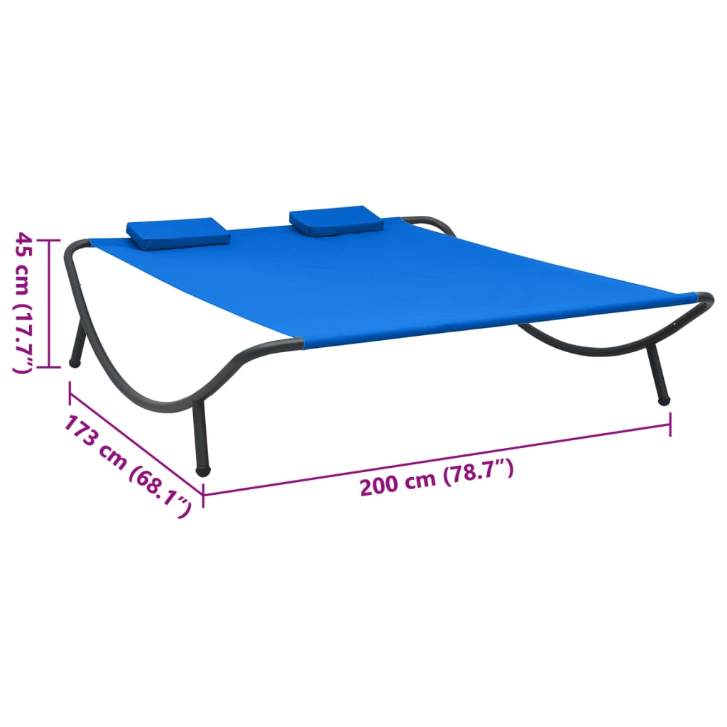 vidaXL Chaise longue d'extérieur tissu bleu