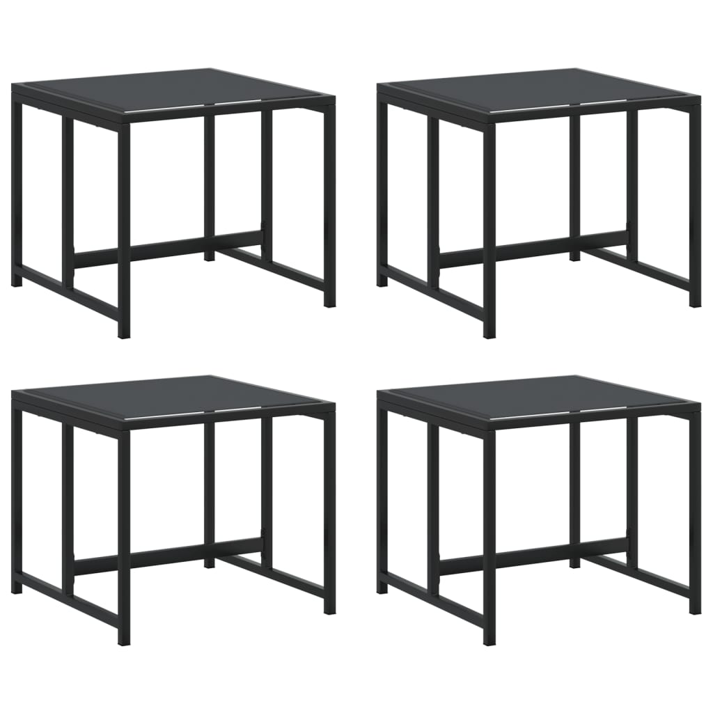 vidaXL Tabourets de jardin 4 pcs noir acier et textilène