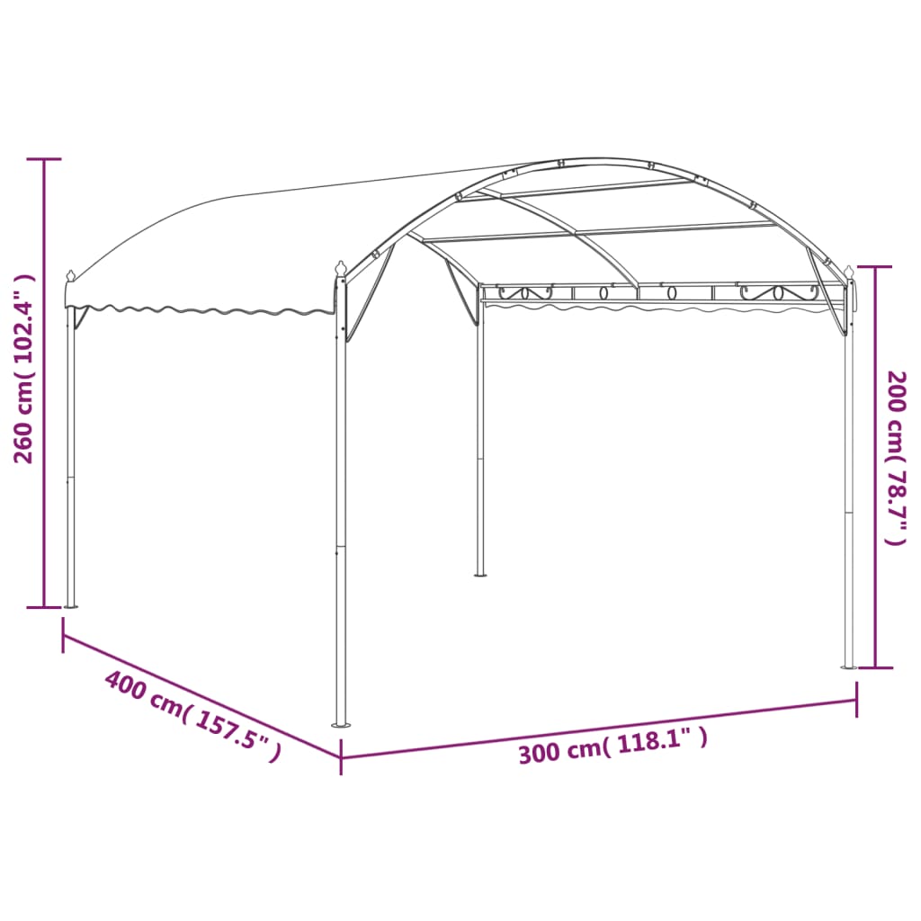 vidaXL Belvédère 4x3x2,6 m Taupe 180 g/m²