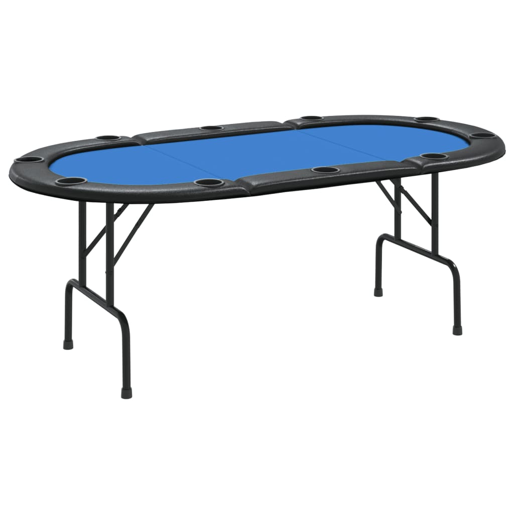 vidaXL Table de poker pliable 10 joueurs Bleu 206x106x75 cm