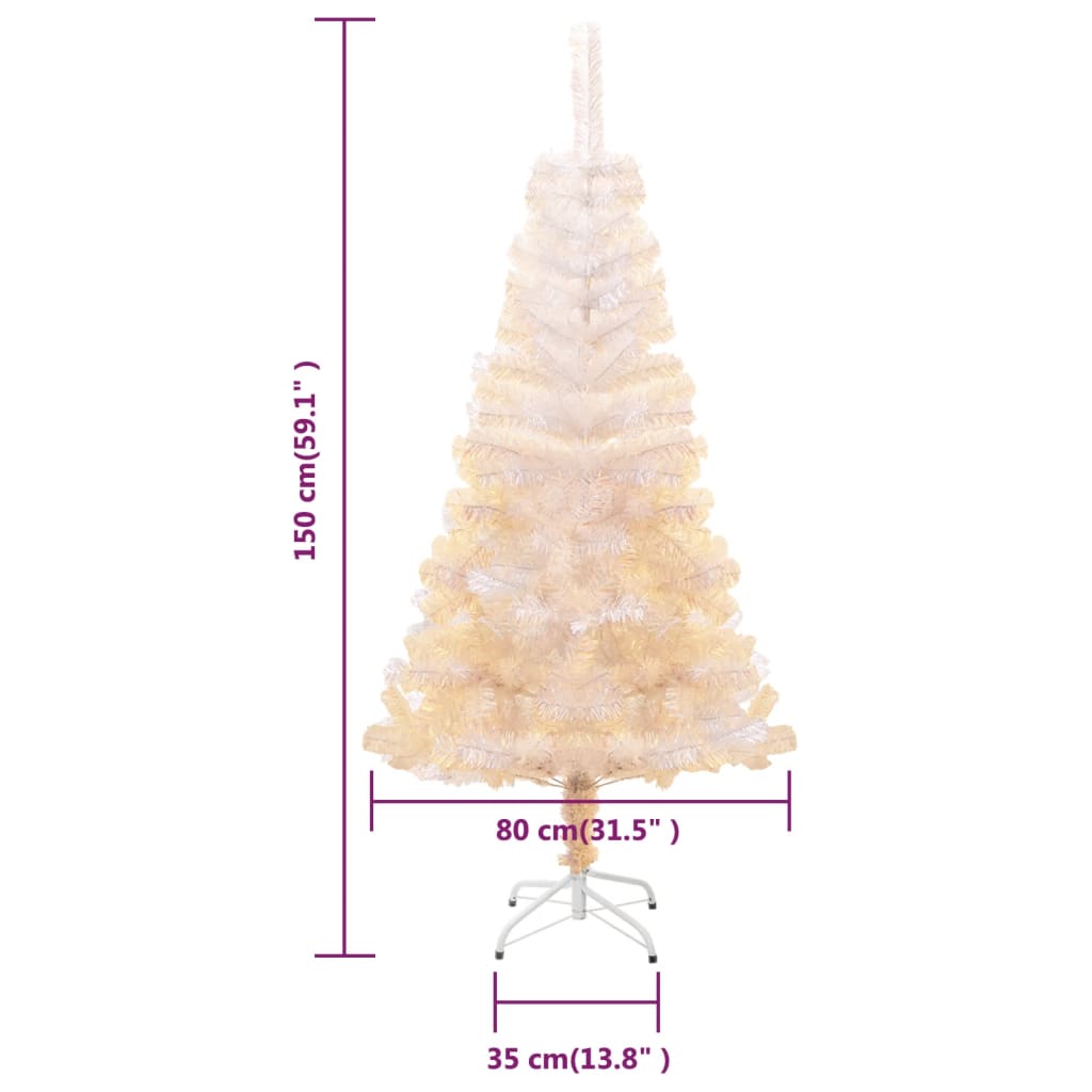 vidaXL Sapin de Noël artificiel pointes iridescentes Blanc 150 cm PVC