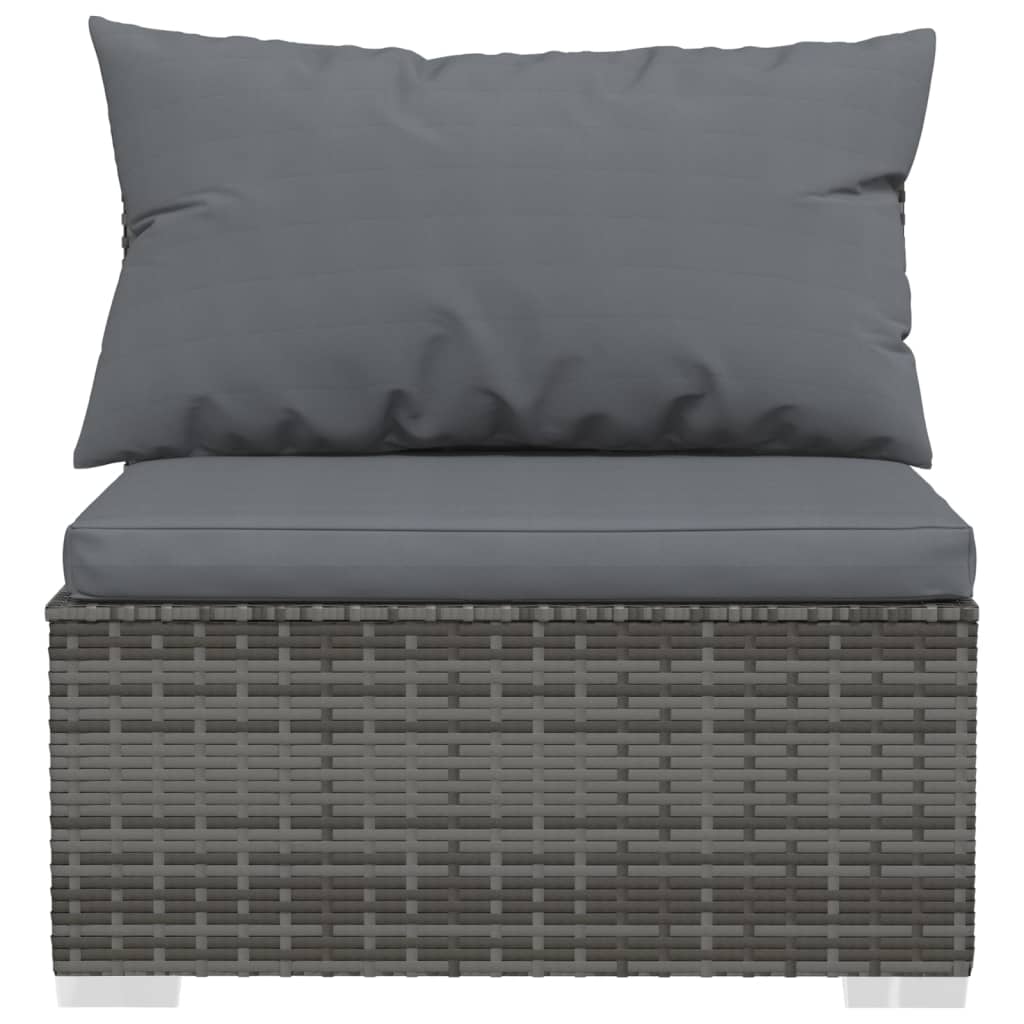 vidaXL Salon de jardin 9 pcs avec coussins Résine tressée Gris