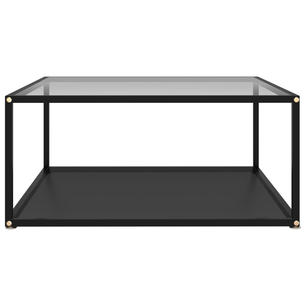 vidaXL Table basse Transparent et noir 80x80x35 cm Verre trempé