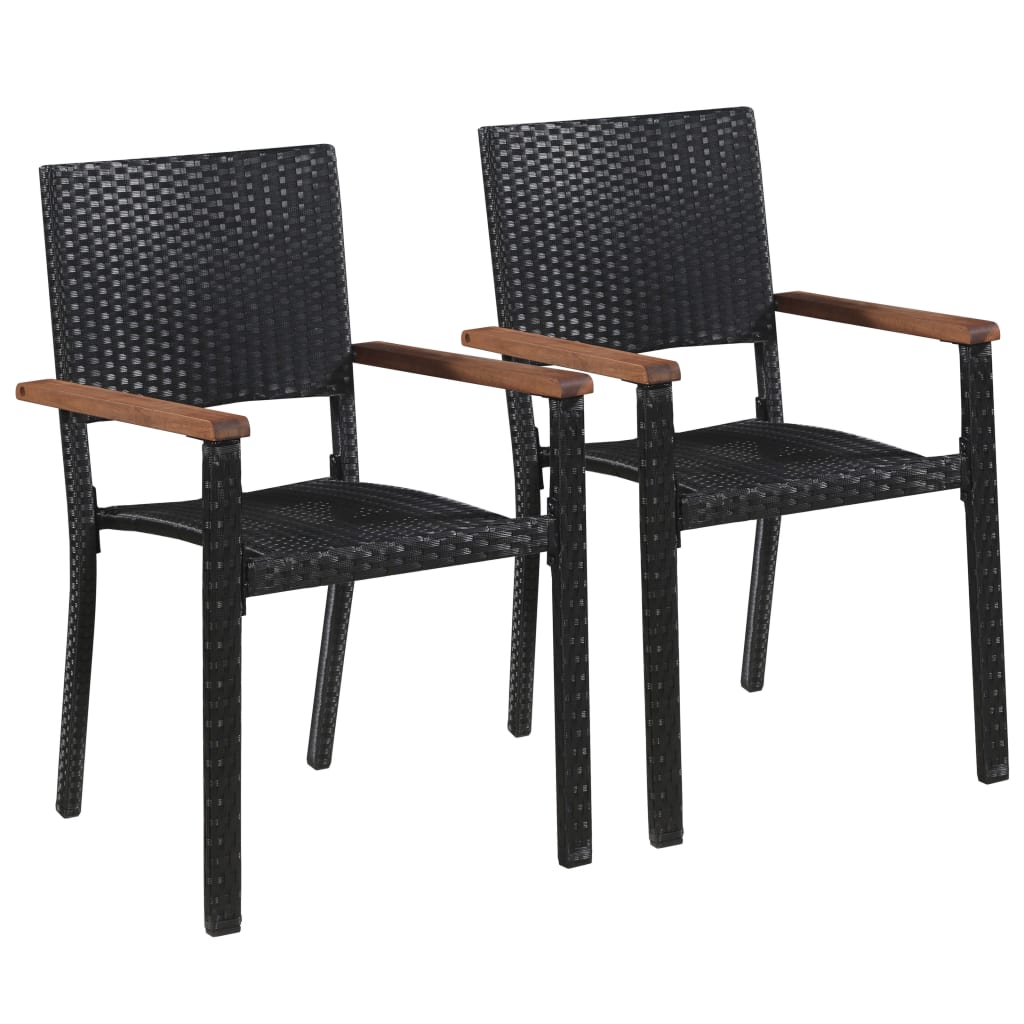 vidaXL Chaise d'extérieur lot de 2 Résine tressée Noir