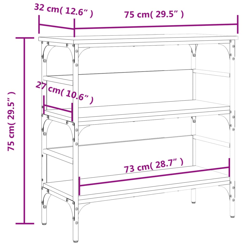 vidaXL Table console chêne fumé 75x32x75 cm bois d'ingénierie