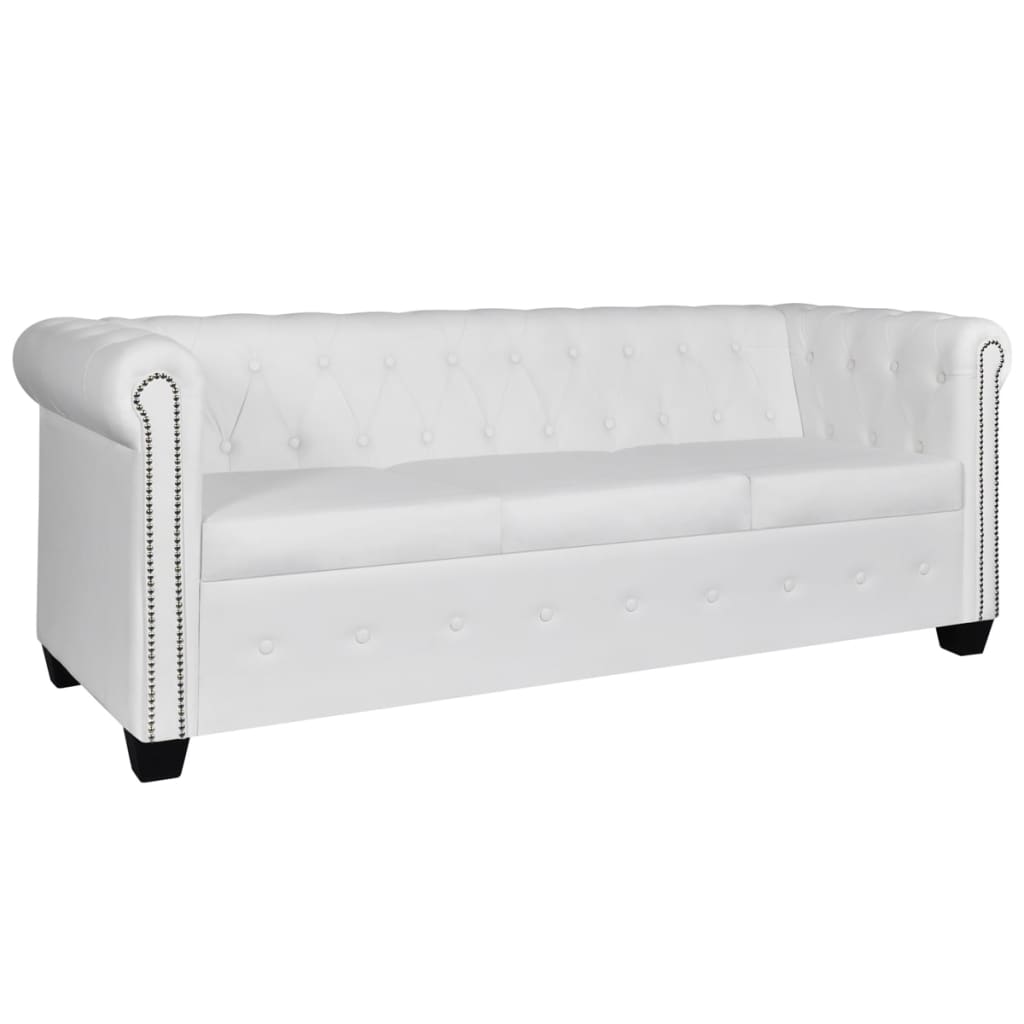 vidaXL Ensemble de canapé Chesterfield à 2/3 places blanc similicuir