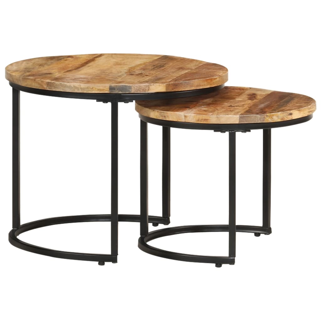 vidaXL Tables gigognes 2 pcs Bois de manguier brut