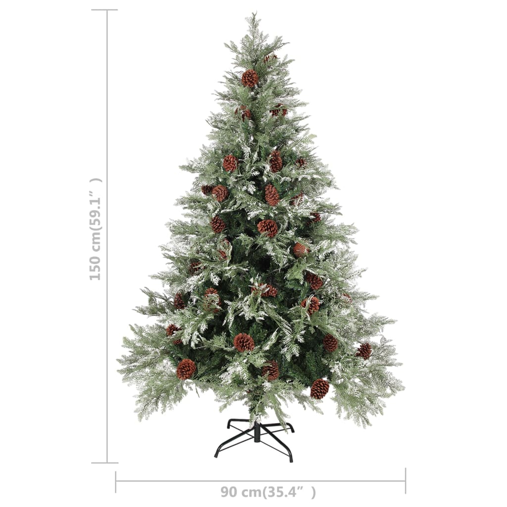 vidaXL Sapin de Noël pré-éclairé et pommes de pin vert 150cm PVC et PE