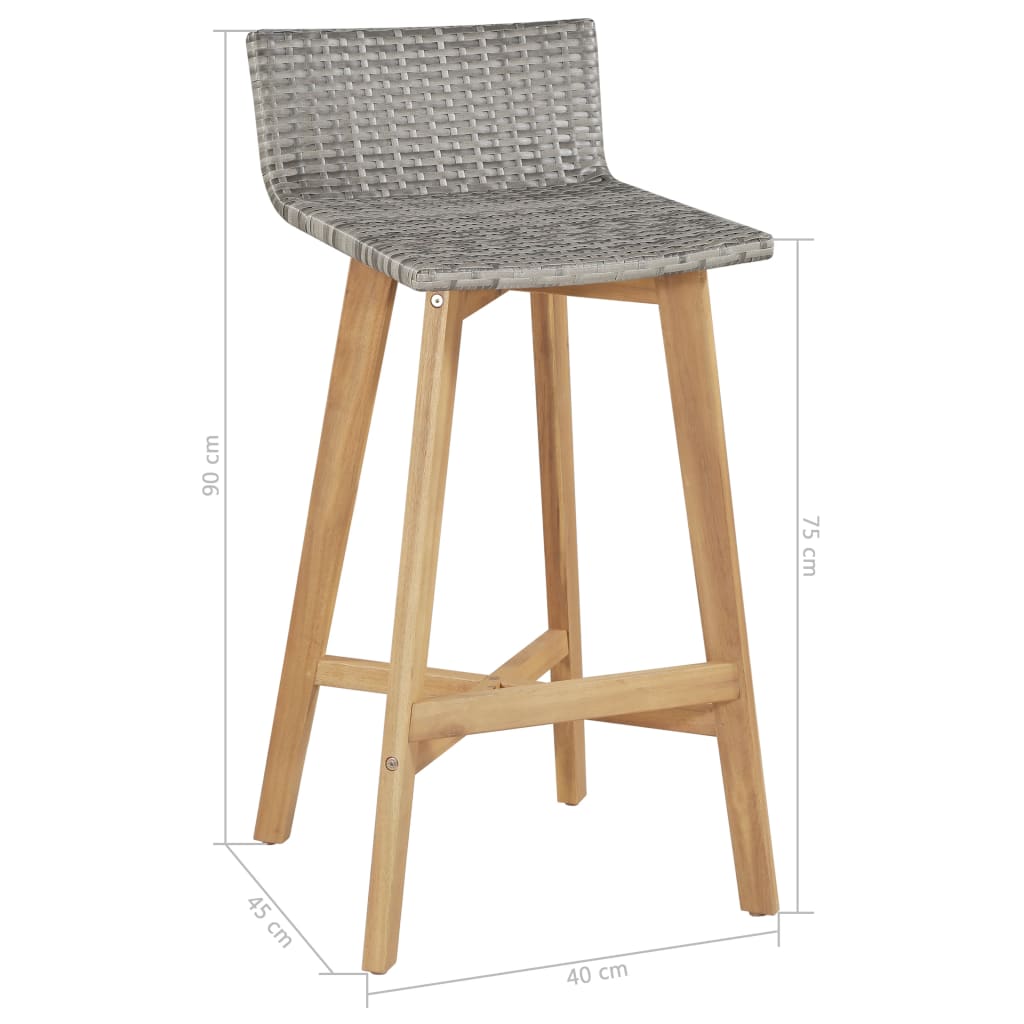 vidaXL Tabourets de bar lot de 2 bois d'acacia solide