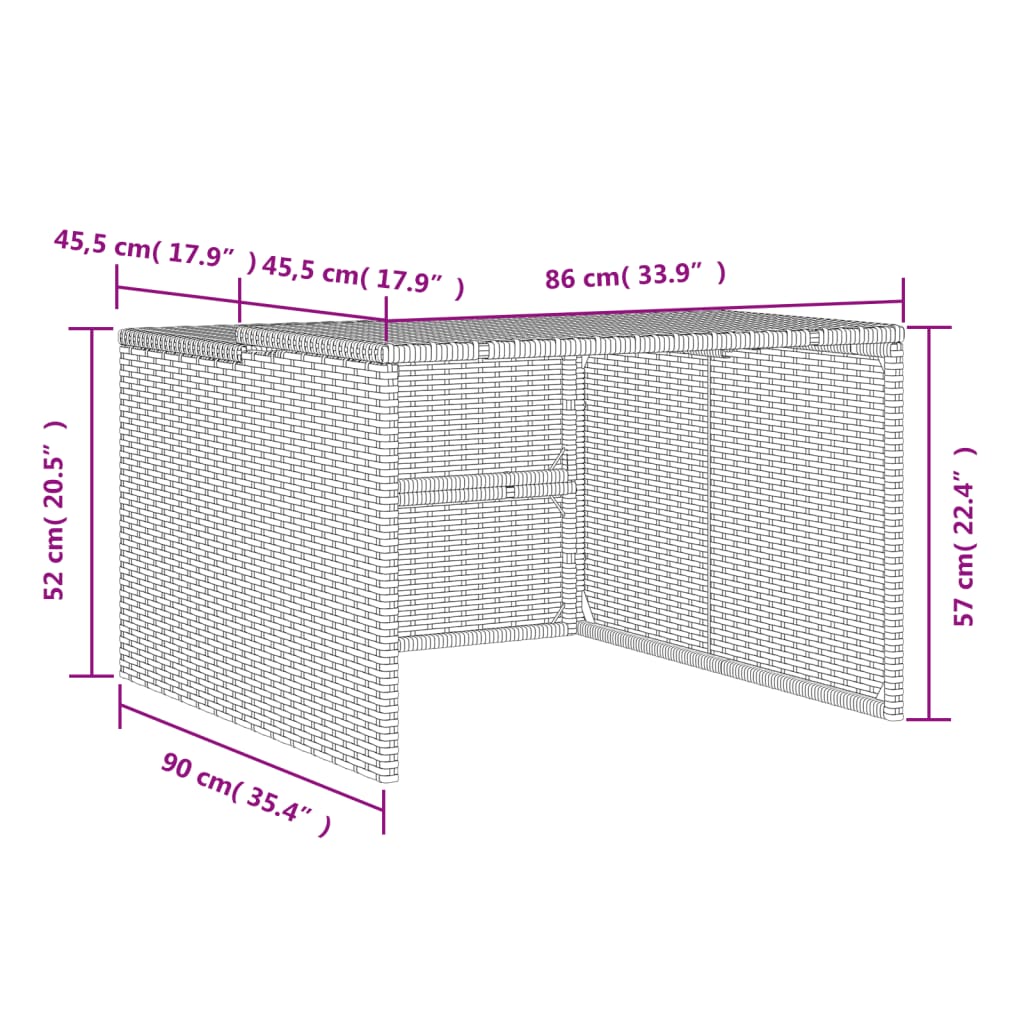 vidaXL Garage pour robot tondeuse beige 86x90x52/57 cm résine tressée