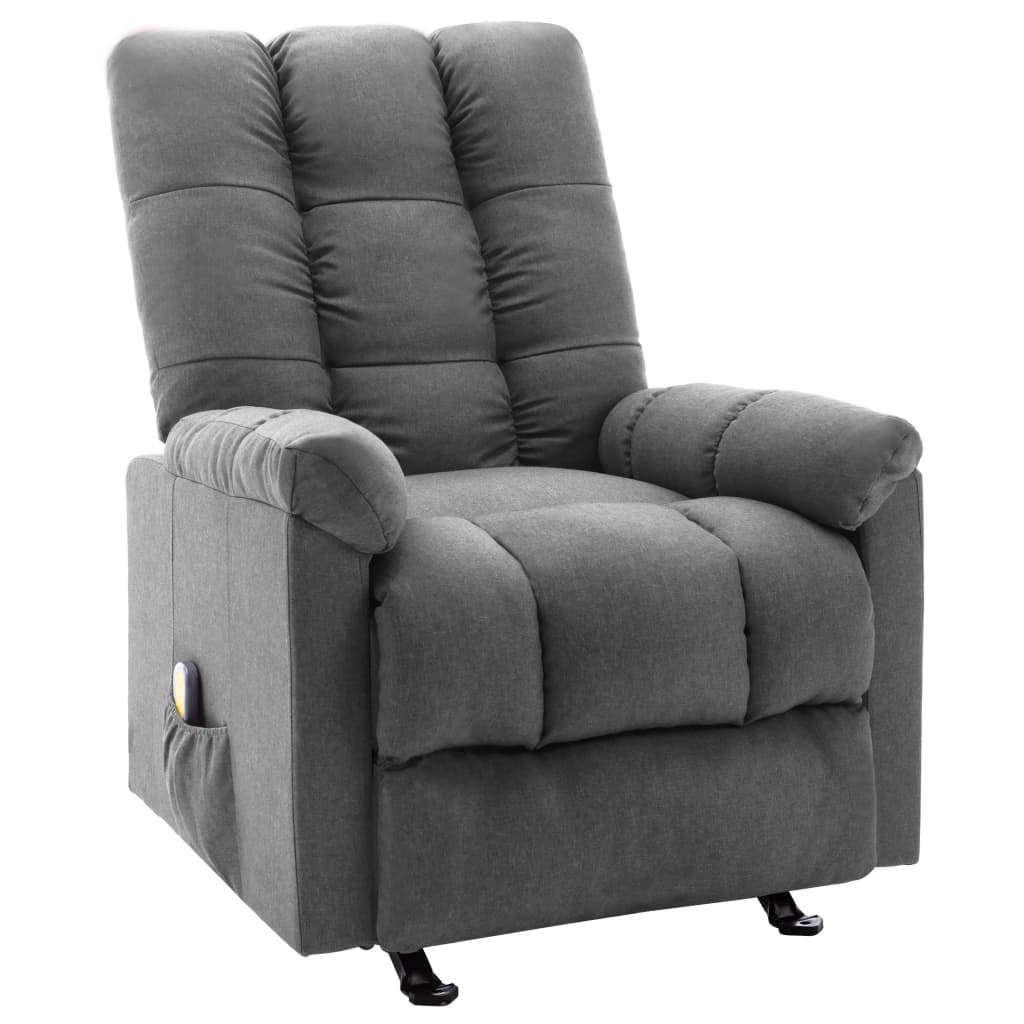 vidaXL Fauteuil de massage inclinable Gris clair Tissu