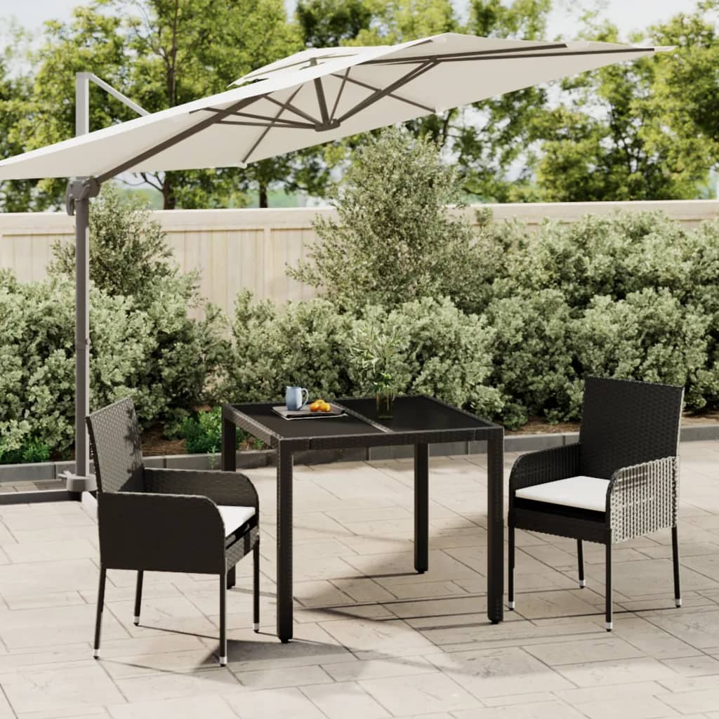 vidaXL Ensemble à manger de jardin avec coussins 3 pcs Noir