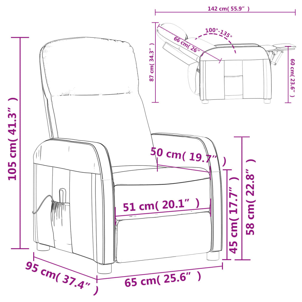 vidaXL Fauteuil de massage Noir Similicuir