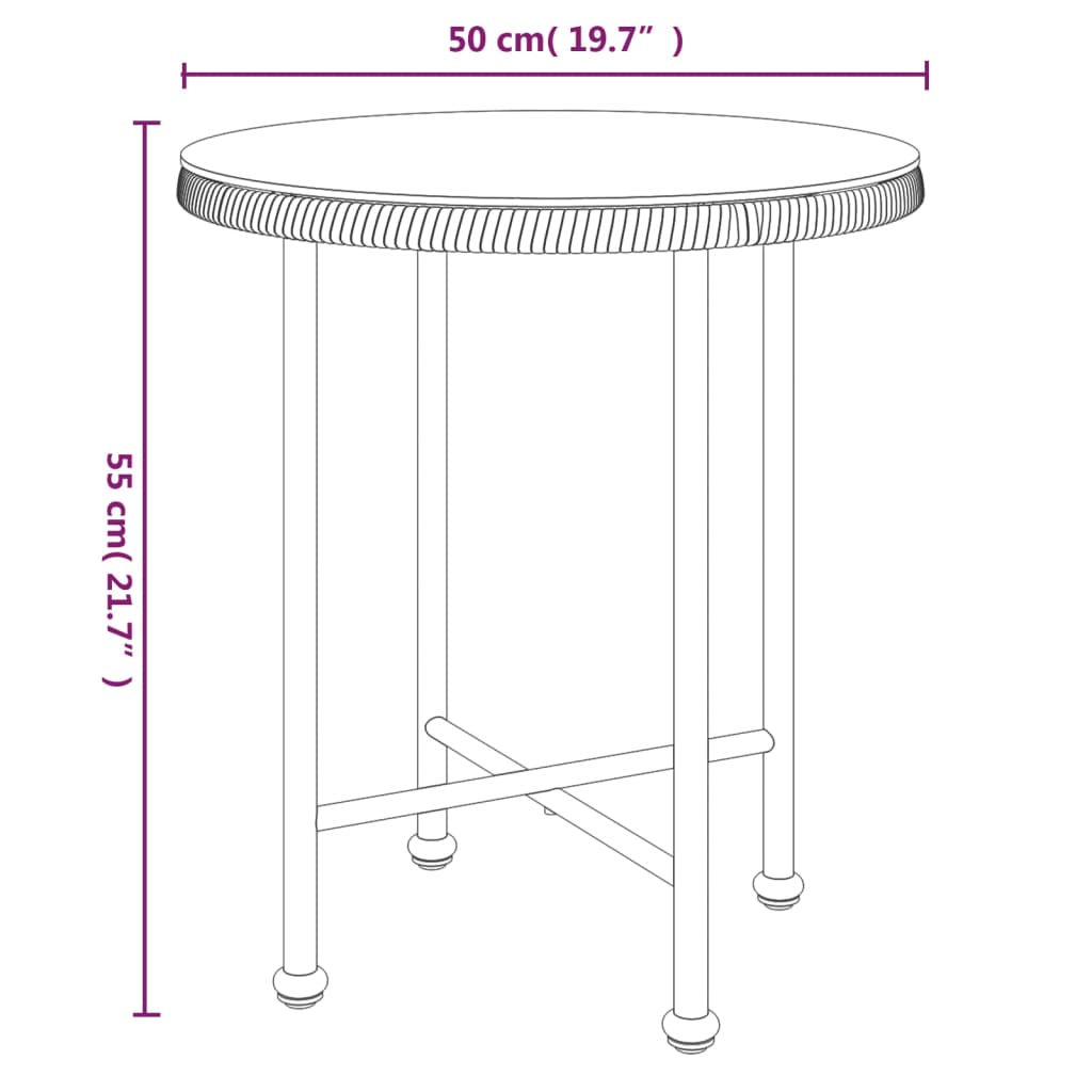 vidaXL Table de salle à manger Ø50 cm Verre trempé et acier