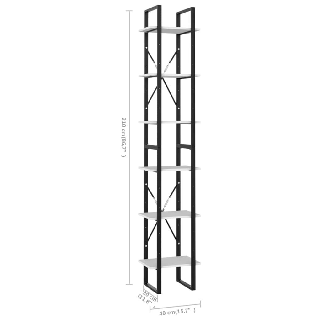 vidaXL Bibliothèque à 6 niveaux blanc 40x30x210 cm bois ingénierie