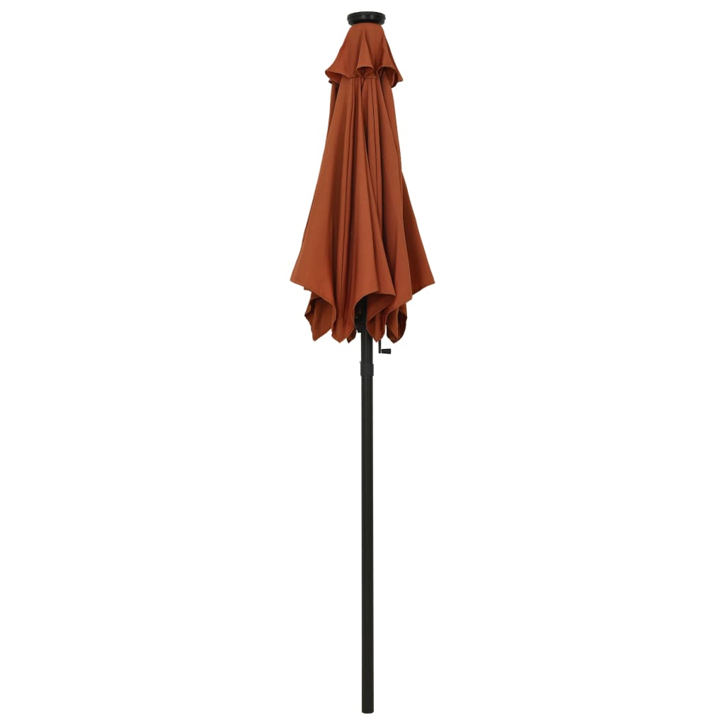 vidaXL Parasol de jardin avec lumières LED terre cuite aluminium