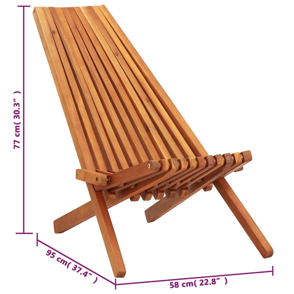 vidaXL Chaise pliable d'extérieur Bois d'acacia solide