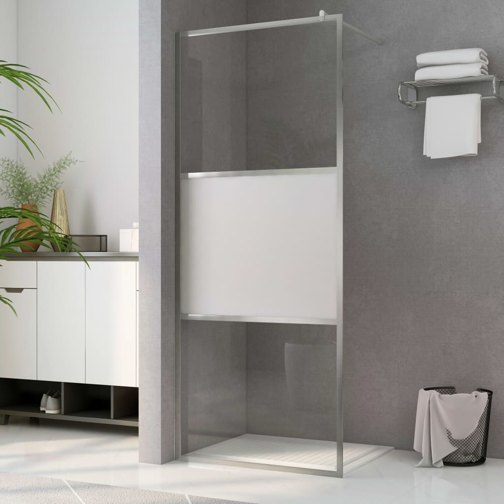 vidaXL Paroi de douche à l'italienne à verre ESG demi-dépoli 115x195cm