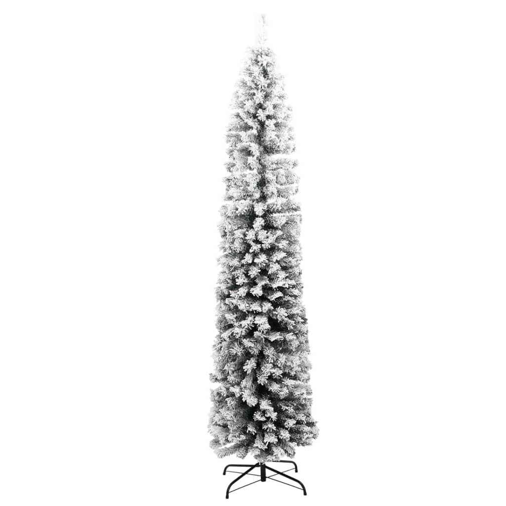 vidaXL Sapin de Noël artificiel mince flocon de neige vert 180 cm PVC