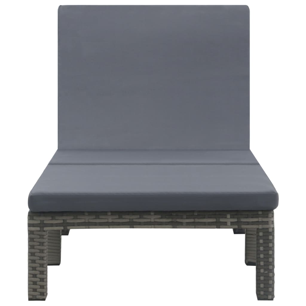 vidaXL Chaise longue avec coussin Résine tressée Anthracite