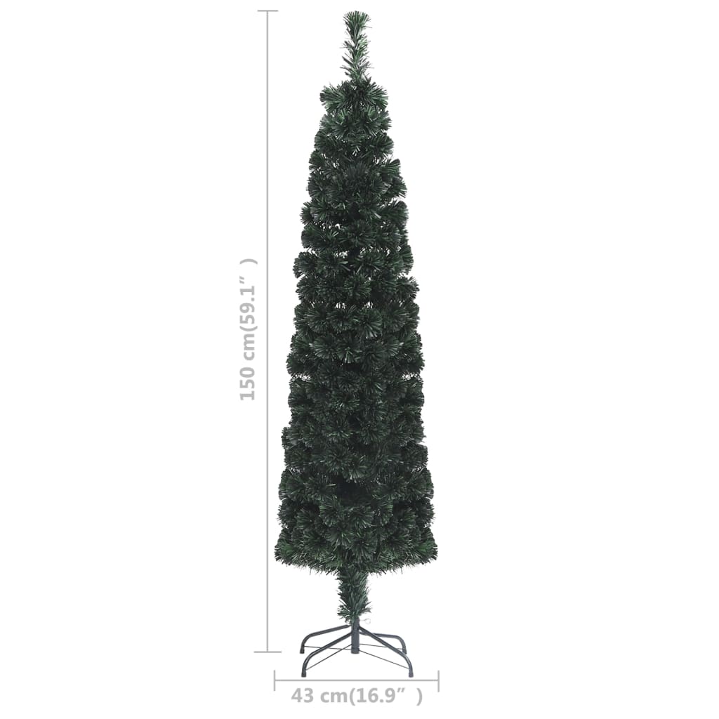 vidaXL Arbre de Noël artificiel mince avec support 150cm fibre optique