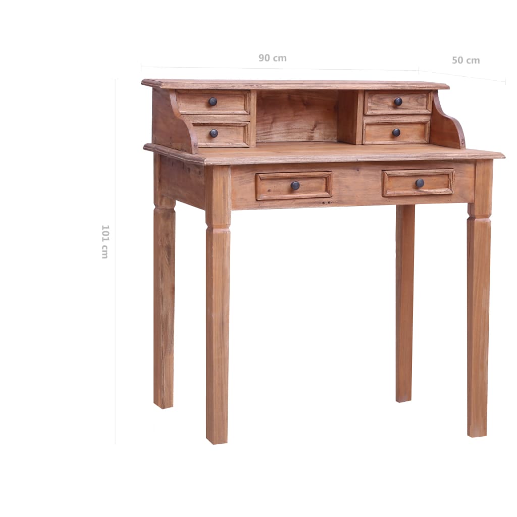 vidaXL Bureau avec tiroirs 90x50x101 cm Bois de récupération solide