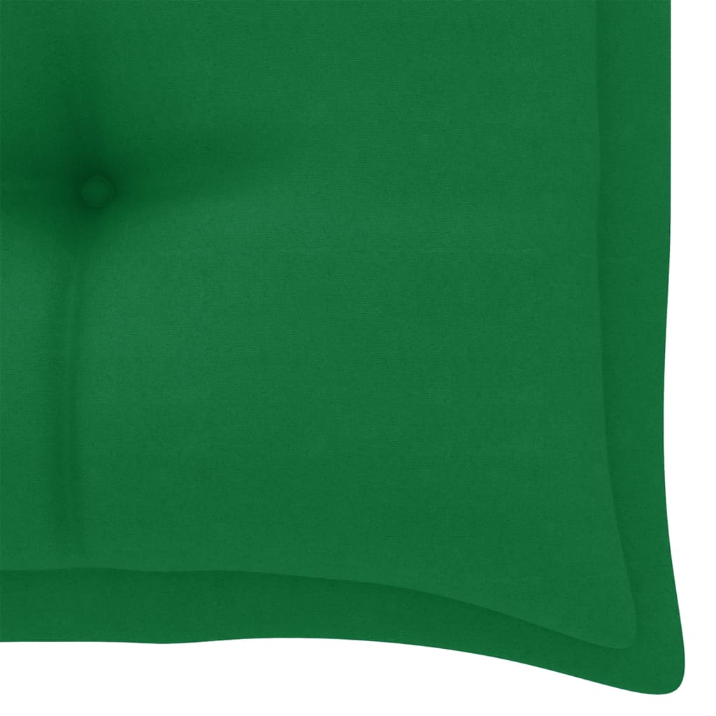 vidaXL Banc de jardin avec coussin vert 112 cm Bois de teck massif