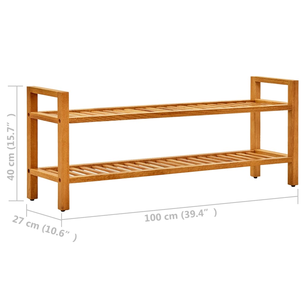 vidaXL Étagère à chaussures à 2 niveaux 100x27x40 cm Chêne massif