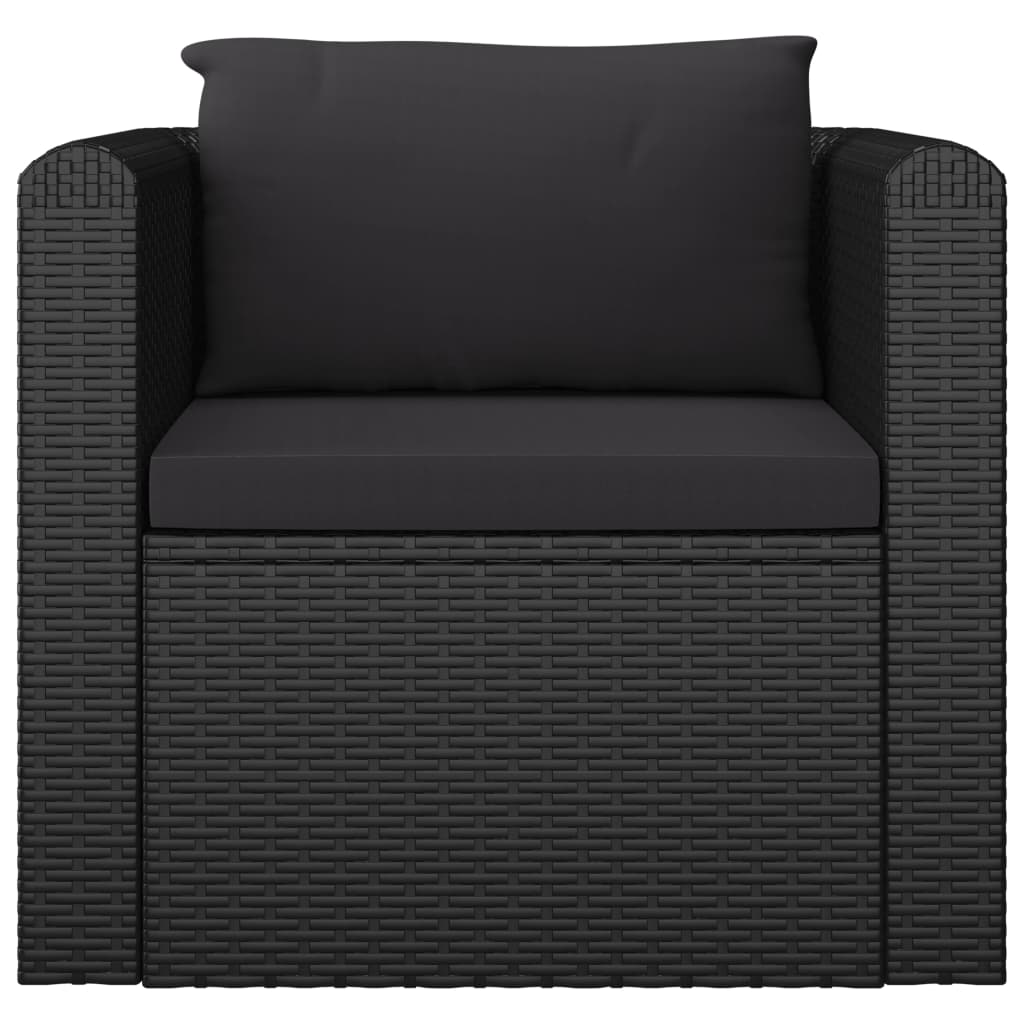 vidaXL Salon de jardin 7 pcs avec coussins Résine tressée Noir