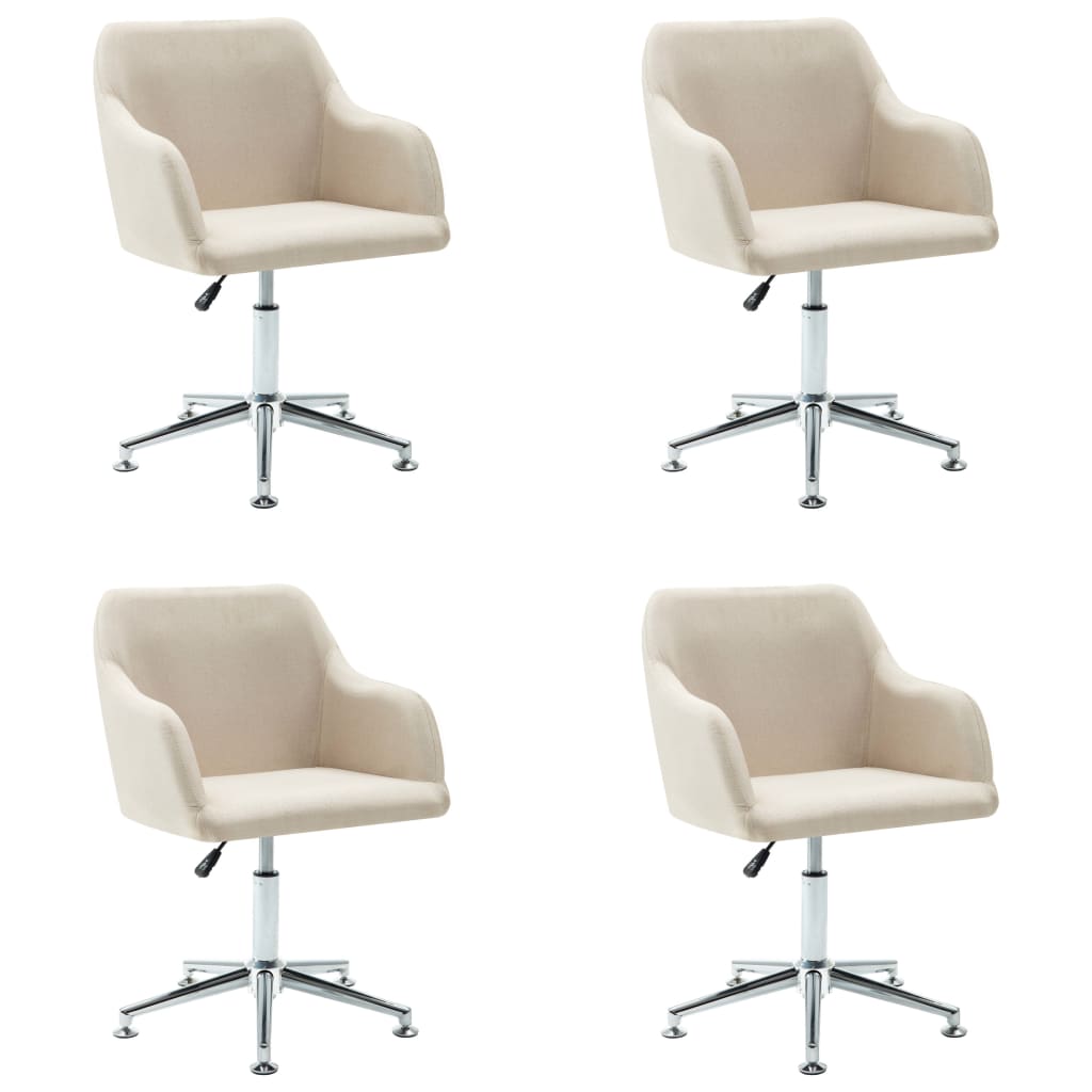 vidaXL Chaises pivotantes à manger lot de 4 crème tissu