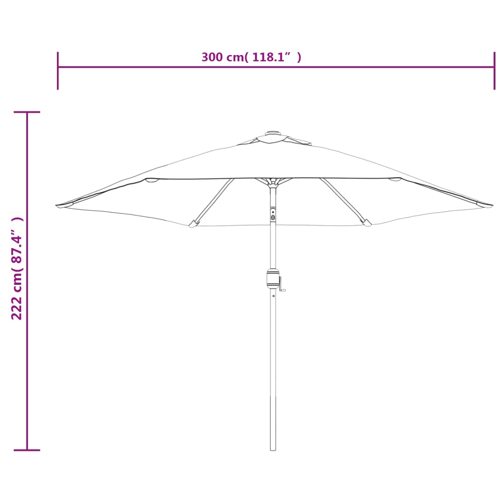 vidaXL Parasol d'extérieur avec poteau en métal 300 cm Anthracite