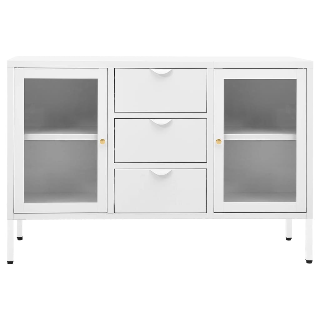 vidaXL Buffet Blanc 105x35x70 cm Acier et verre trempé