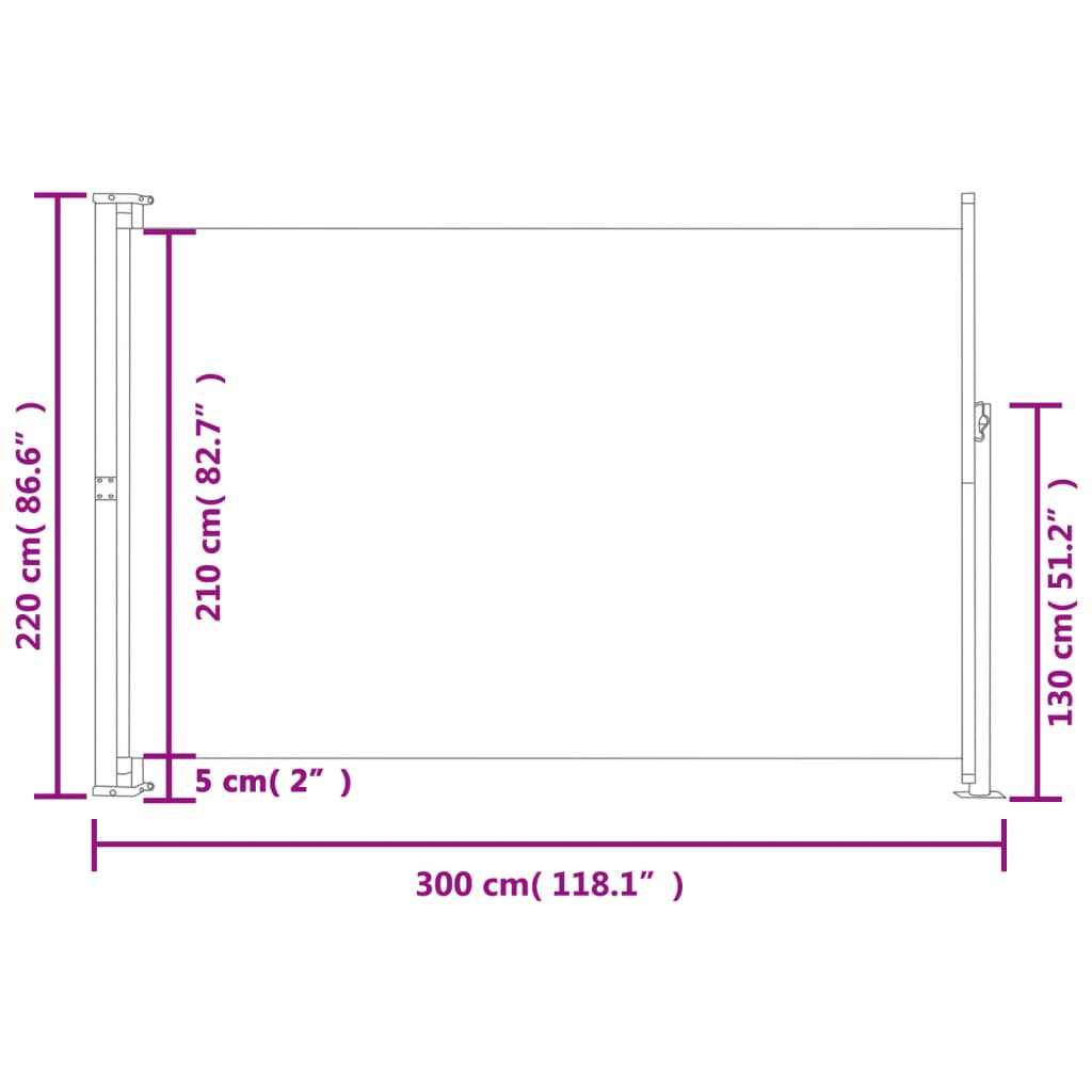 vidaXL Auvent latéral rétractable de patio 220x300 cm Crème